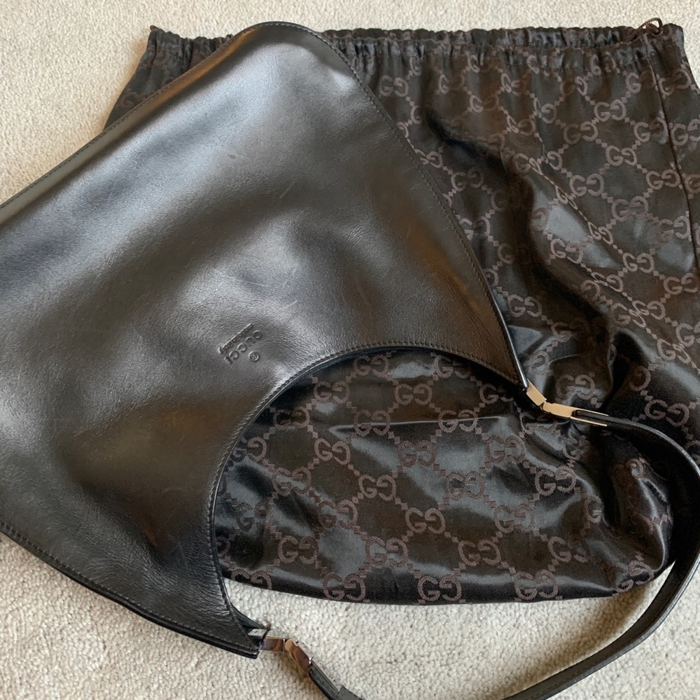 Gucci Black Leather Hobo Bag